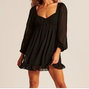 Abercrombie & Fitch Baby Doll Mini Dress Black Women's Size Small Petite